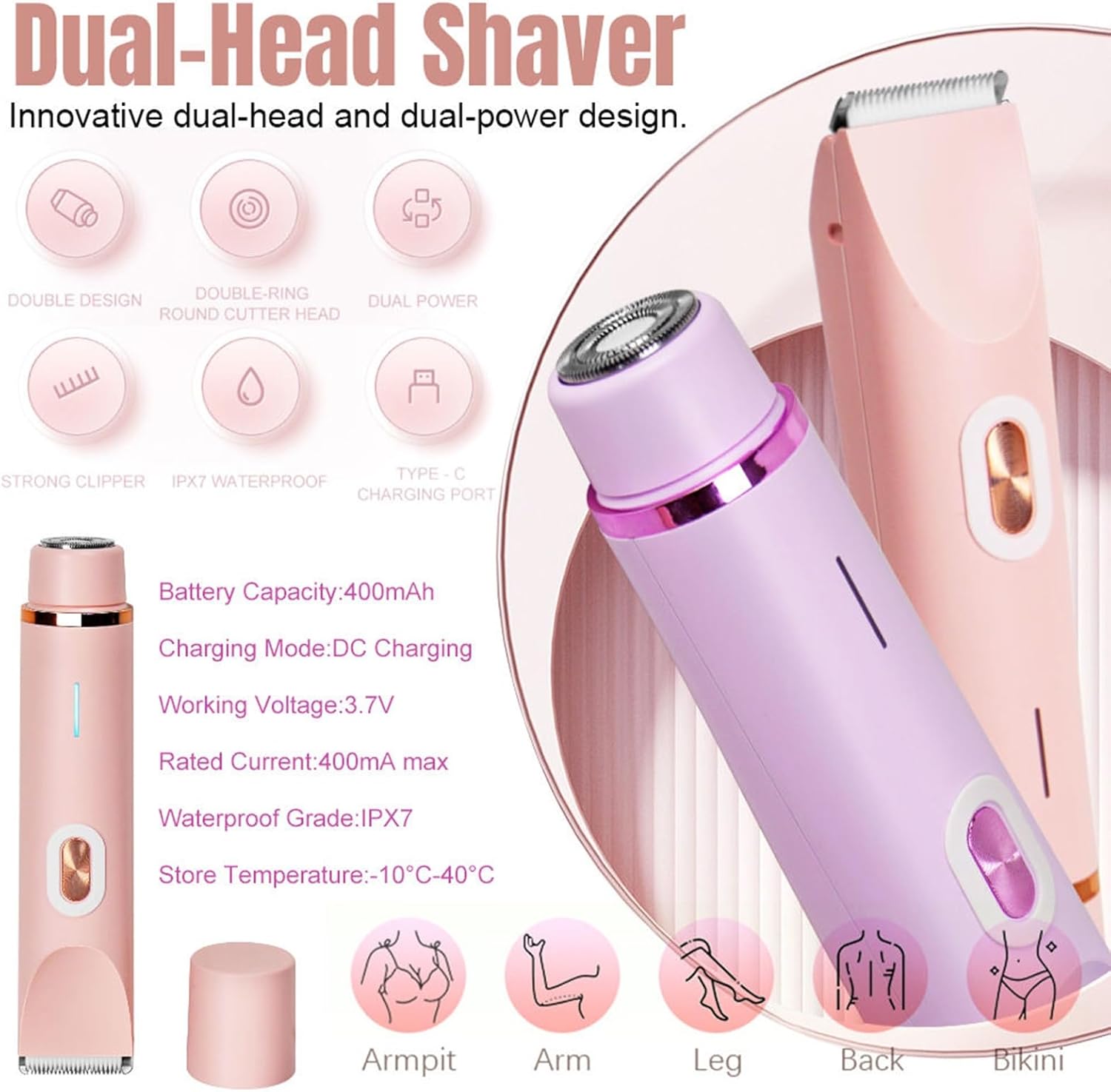 Lunvera™ elektrisch scheerapparaat met dubbele kop